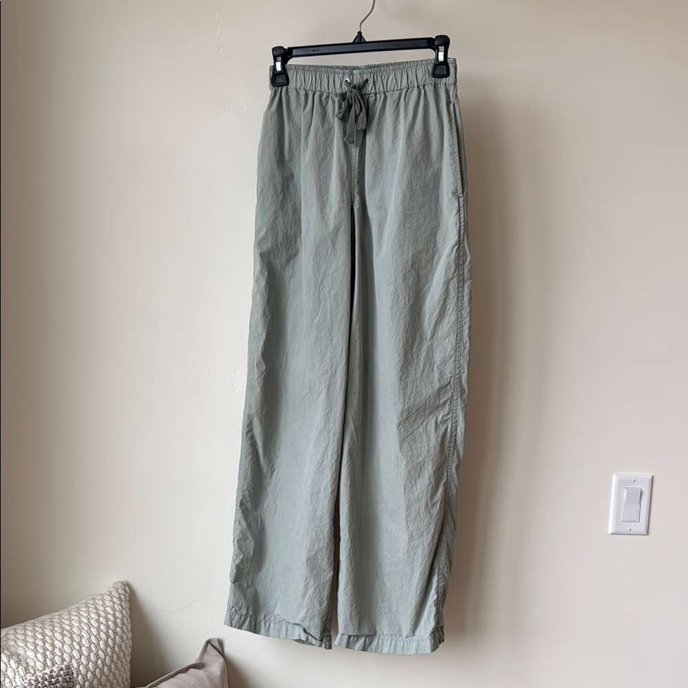 Topshop Sage Green Lightweight Track Pants with Elastic Waist